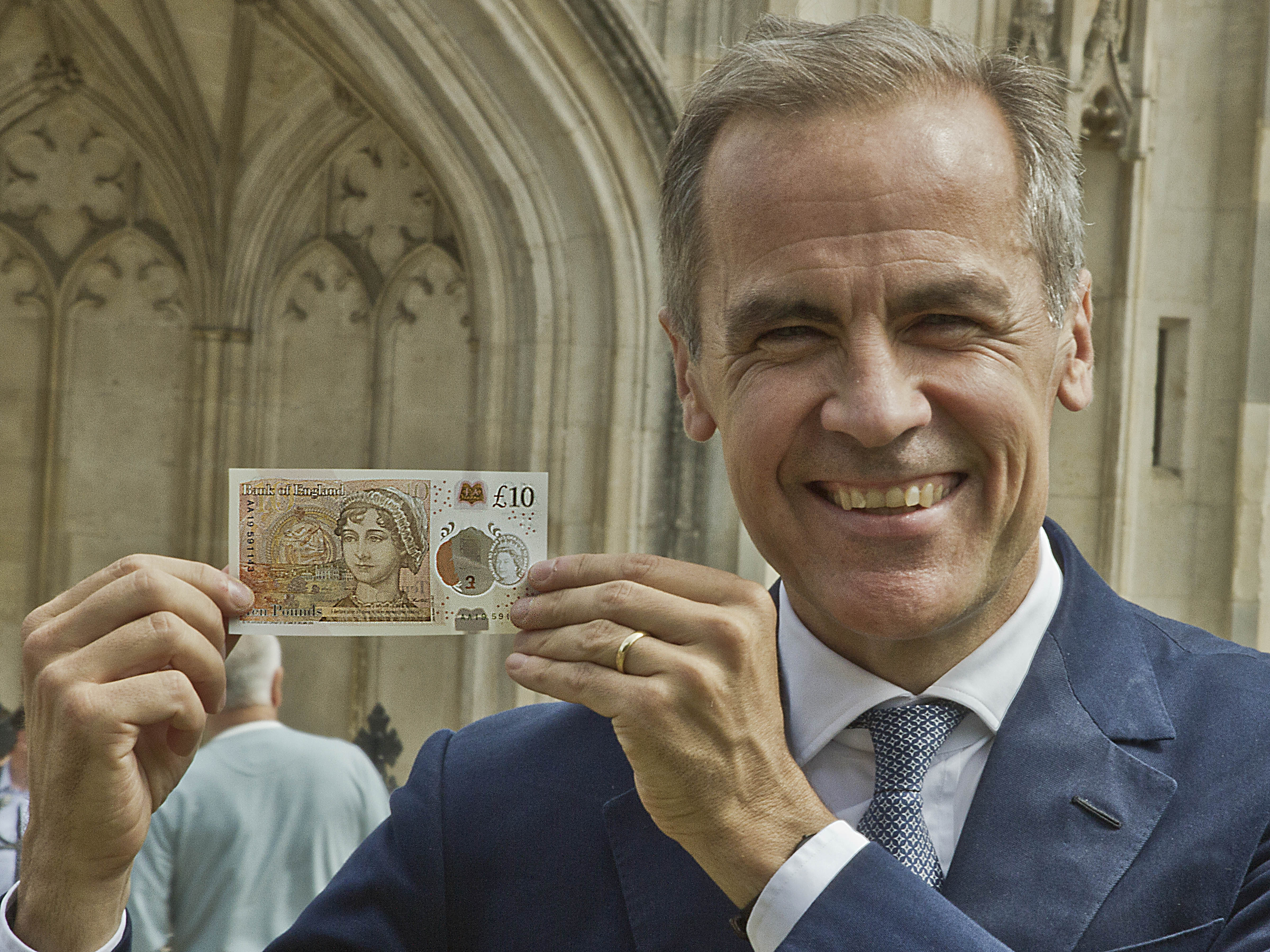 Governor of the Bank of England Mark Carney, launcher the new £10 at Winchester Cathedral