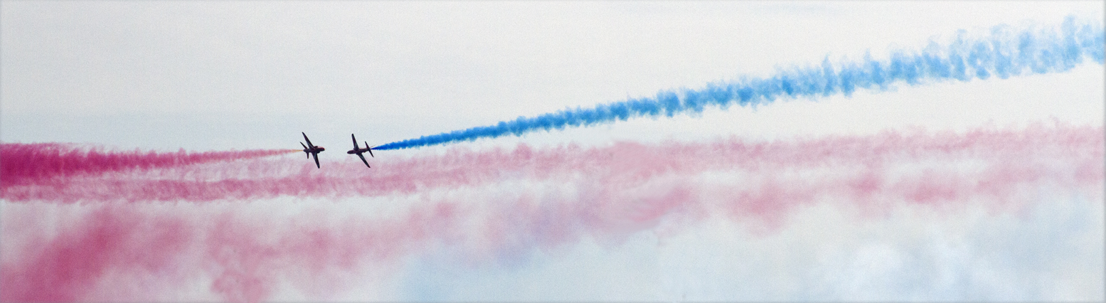 The Red Arrows make a dramatic pass 